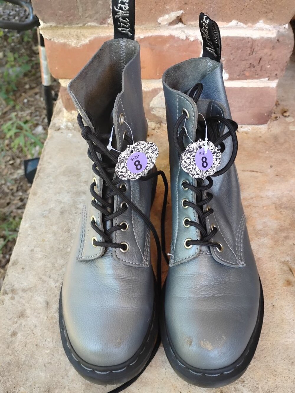 Metallic Silver/Gray Dr Martens Boots Size 8